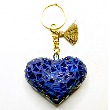 Heart Keychain (Blue and Gold)