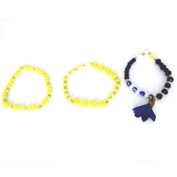 Bracelet Set of 3 (Yellow and Blue)
