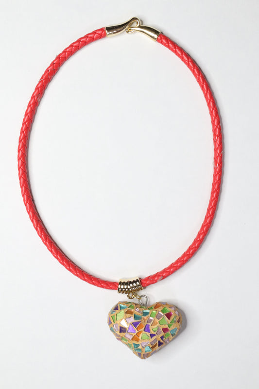 Rope Braid Necklace (Red and Gold)