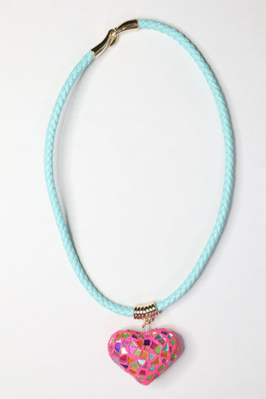 Rope Braid Necklace (Blue and Pink)