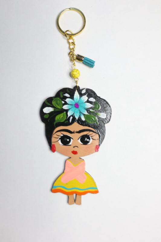 Frida Keychain (Yellow and Teal)