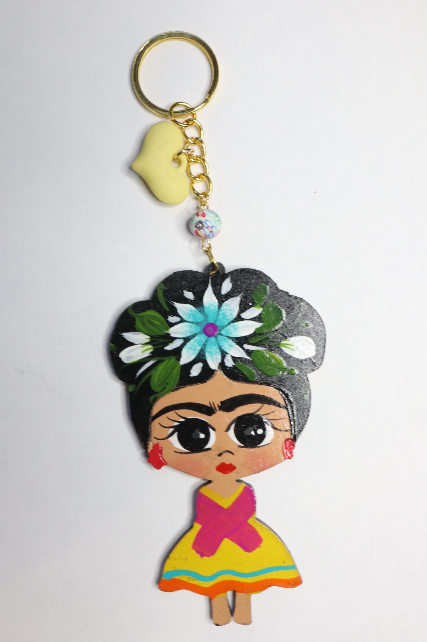 Frida Keychain (White and Yellow)