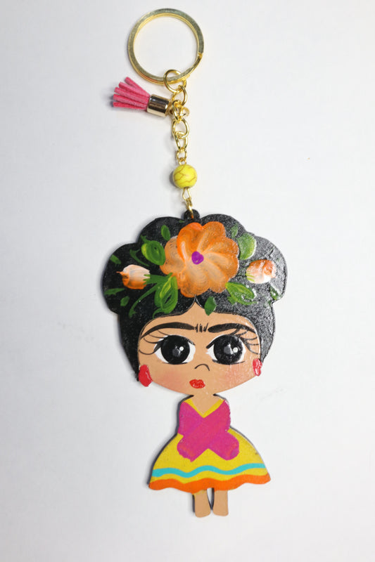 Frida Keychain (Yellow and Pink)