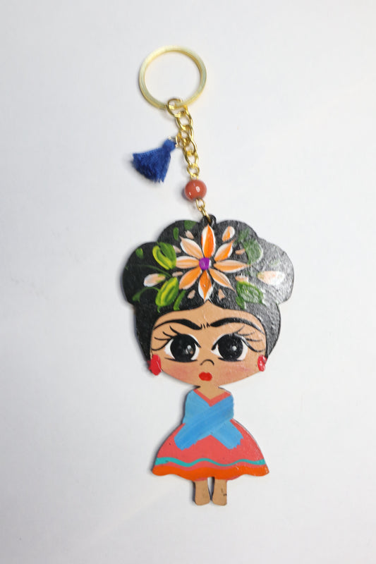 Frida Keychain (Blue and Orange)