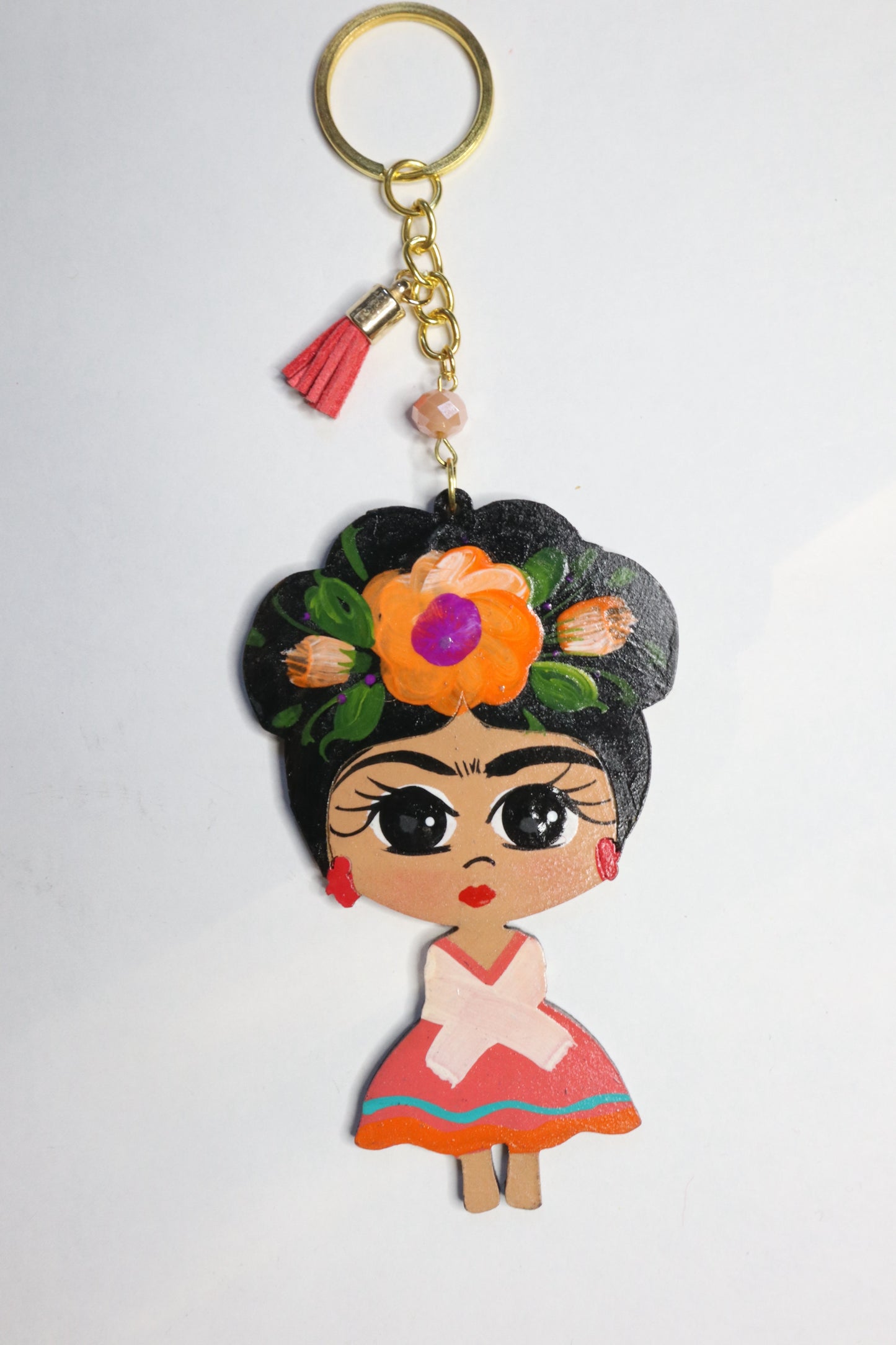 Frida Keychain (Salmon and Pink)