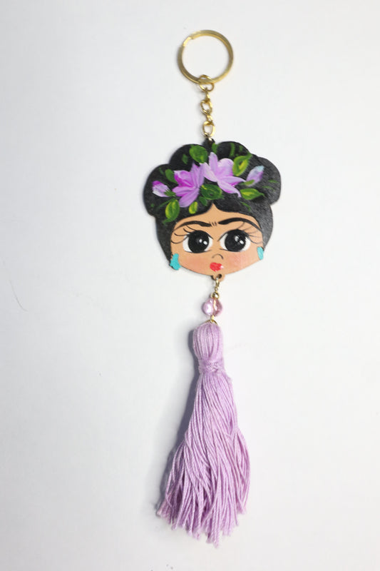 Purple Frida Escobeta Keychain