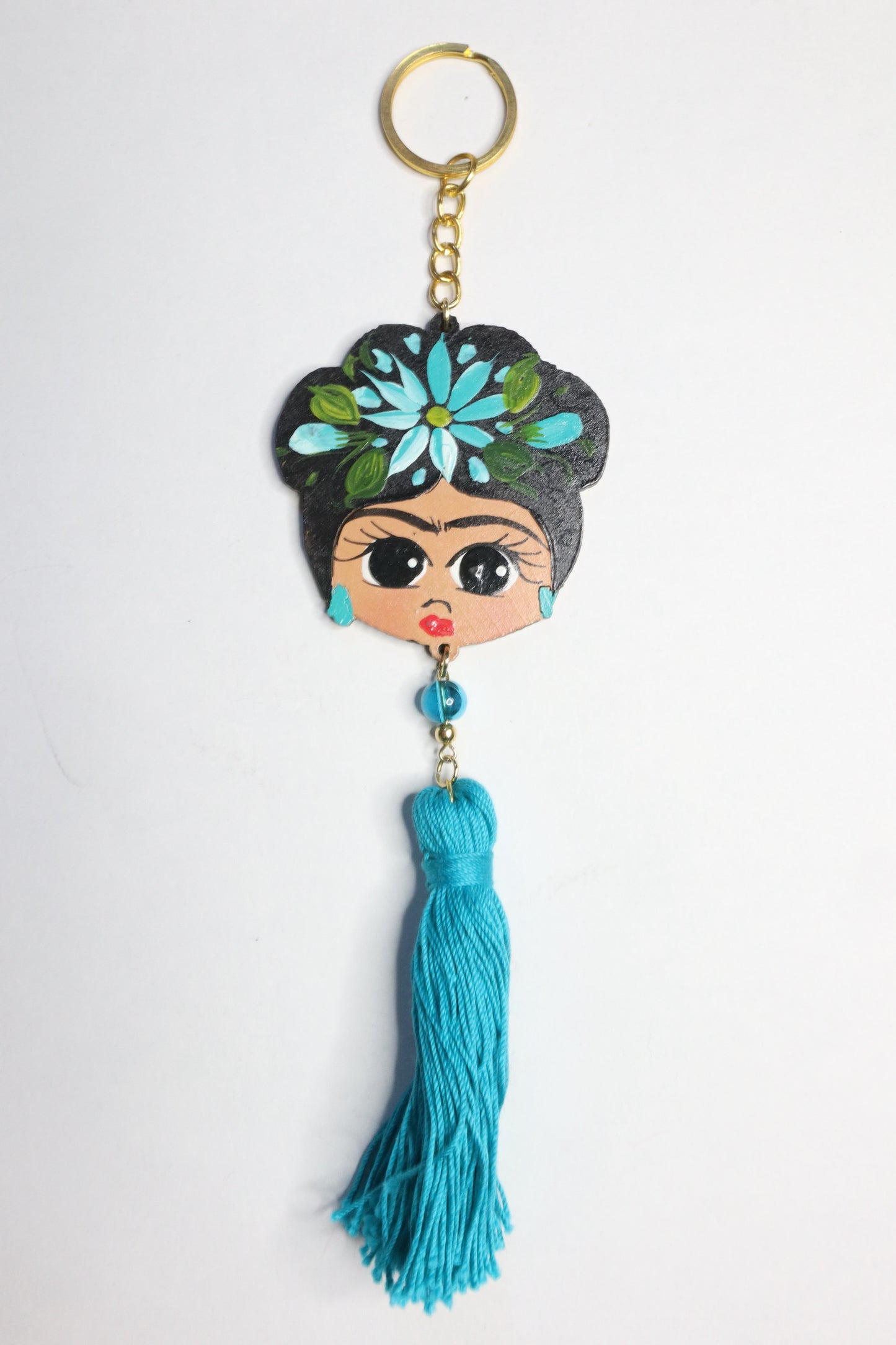 Teal Frida Escobeta Keychain