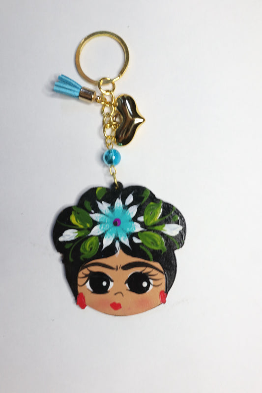 Frida Face Keychain (Blue)
