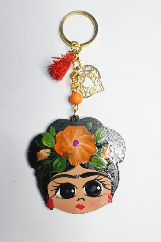 Frida Face Keychain (Orange)