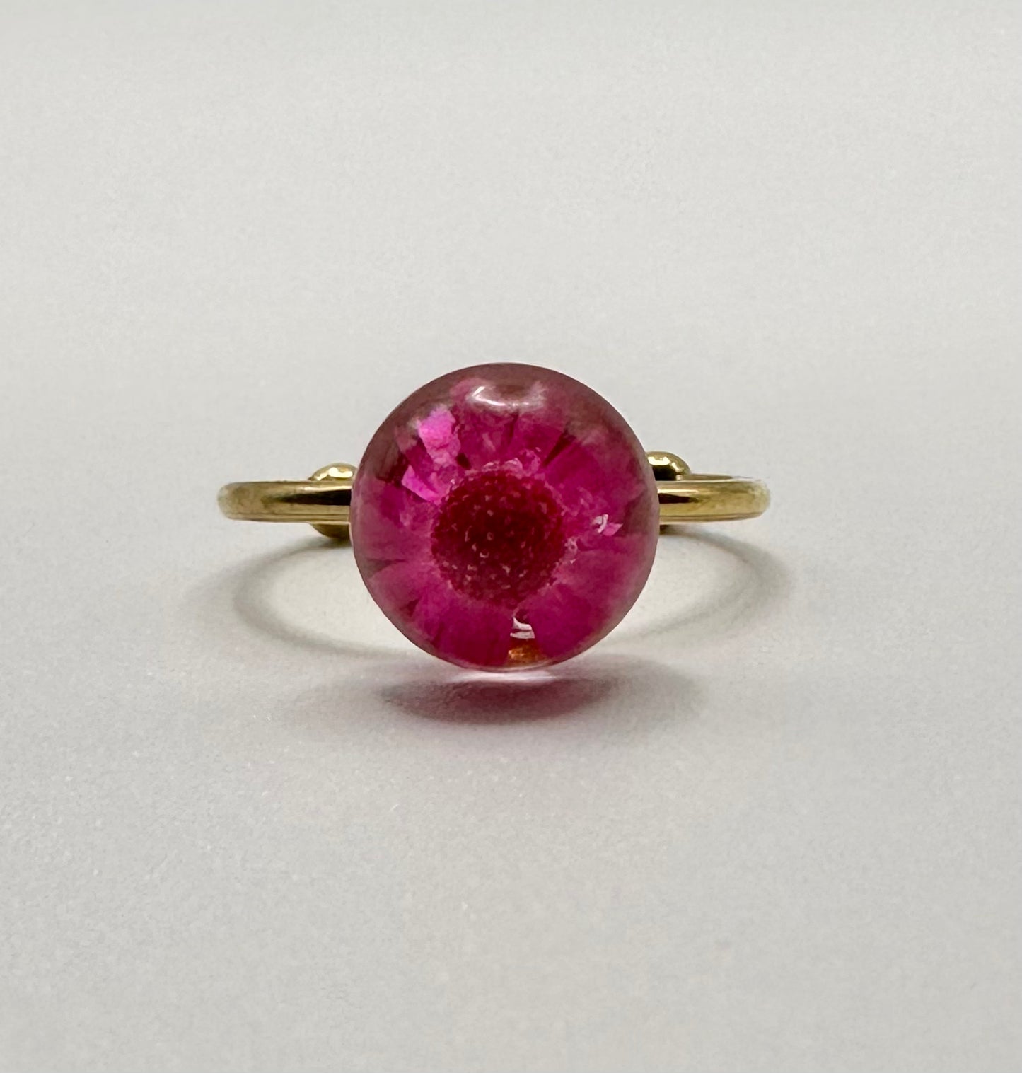 Magenta Encapsulated Flower Ring