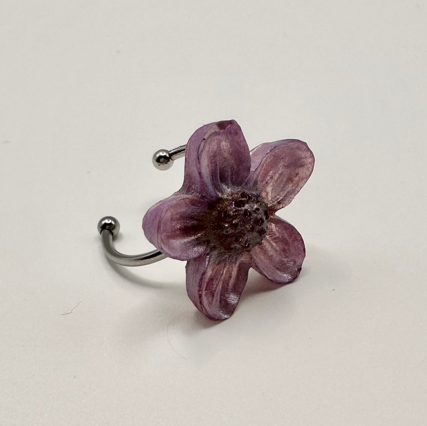 Iridescent Pink Flower Ring