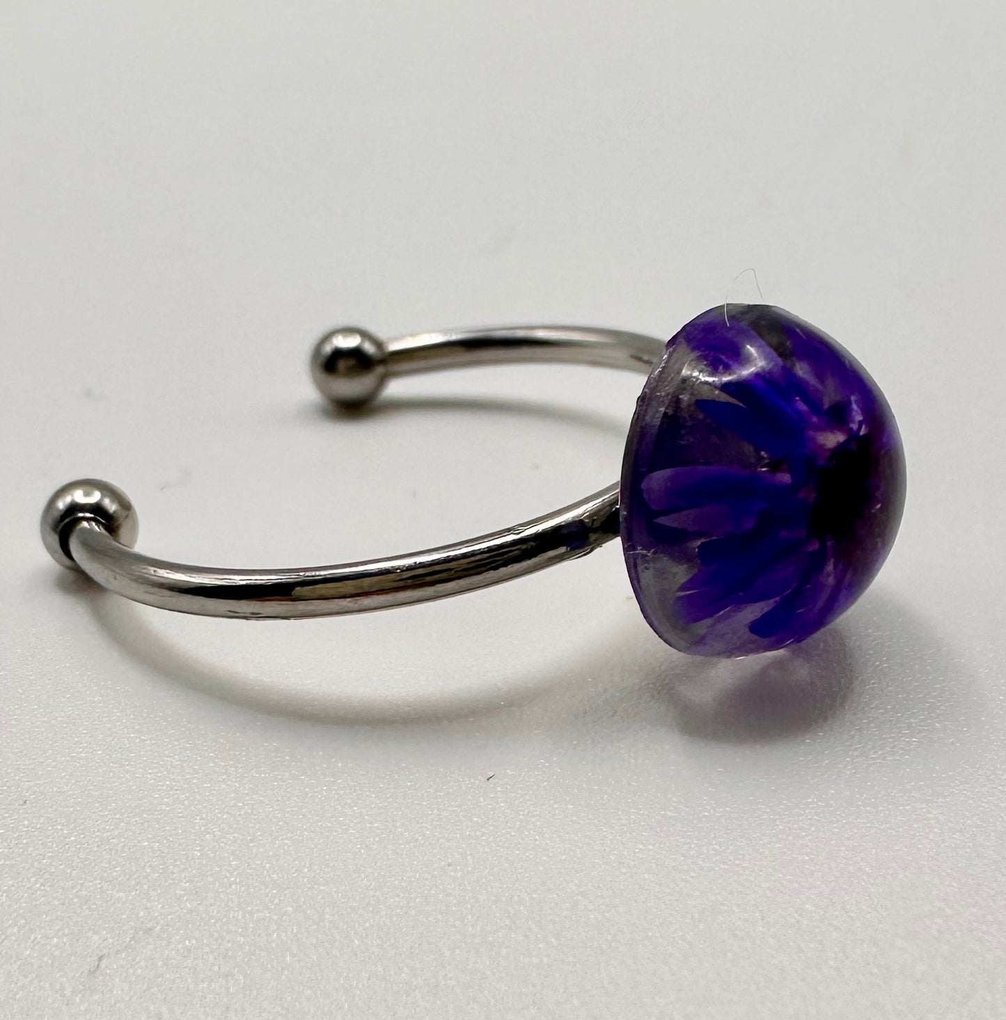 Purple Encapsulated Flower Ring