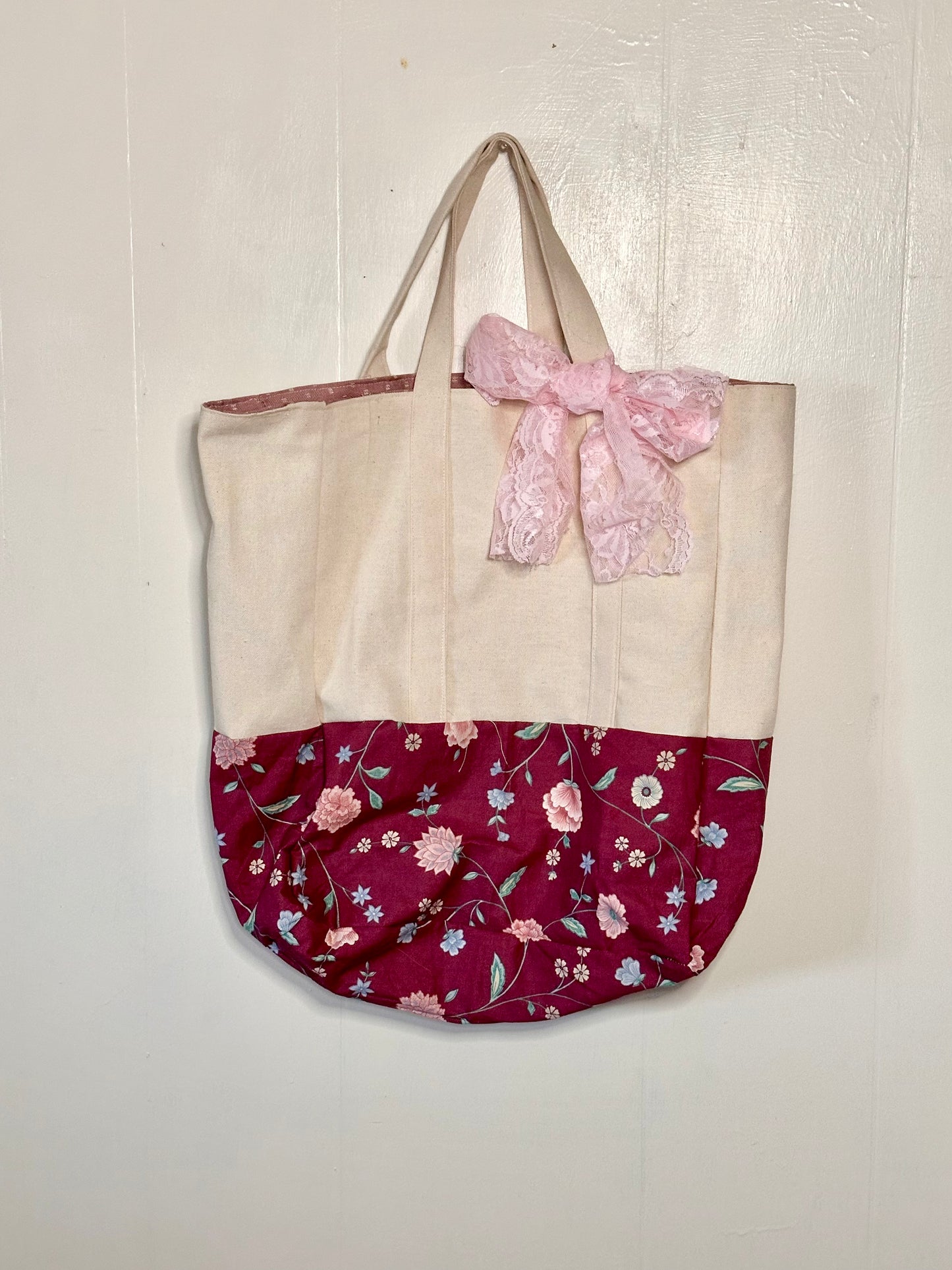 Wine Color Floral Totebag
