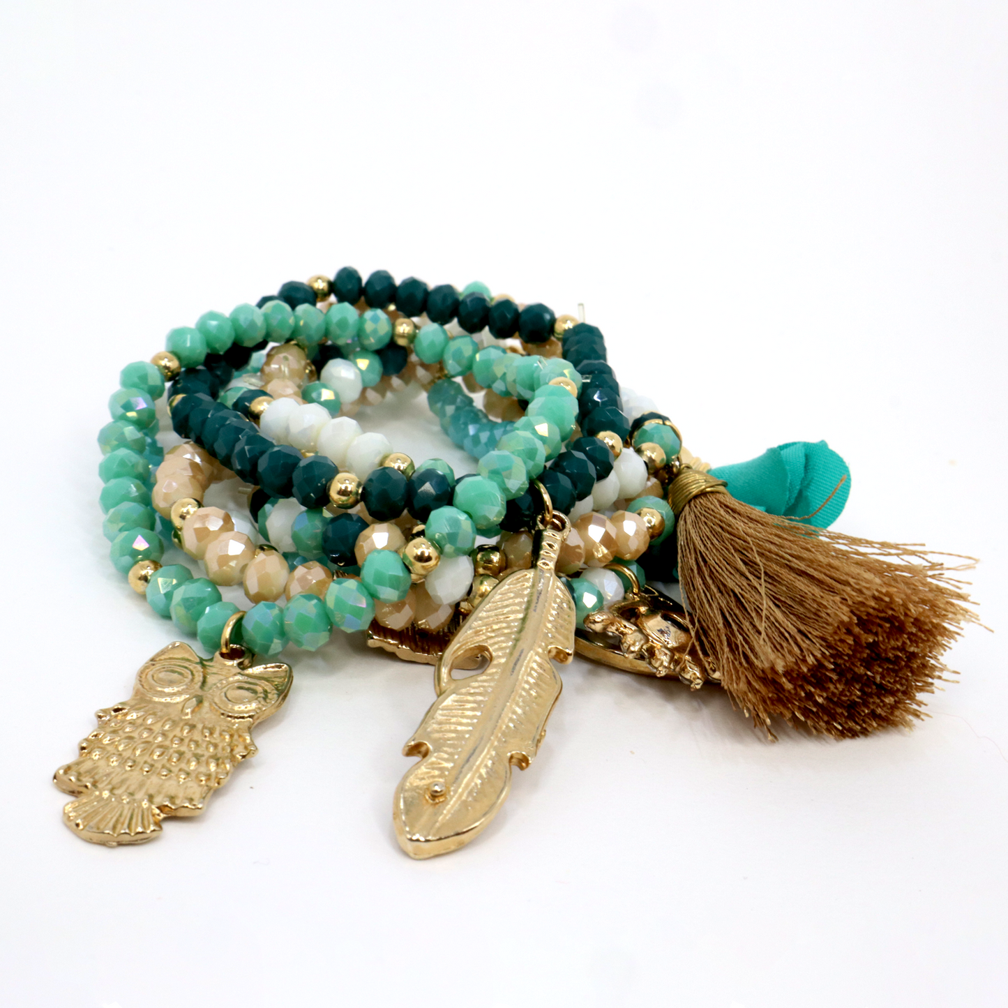 Bracelet Set of 7 - Semanario (Teal and Green)