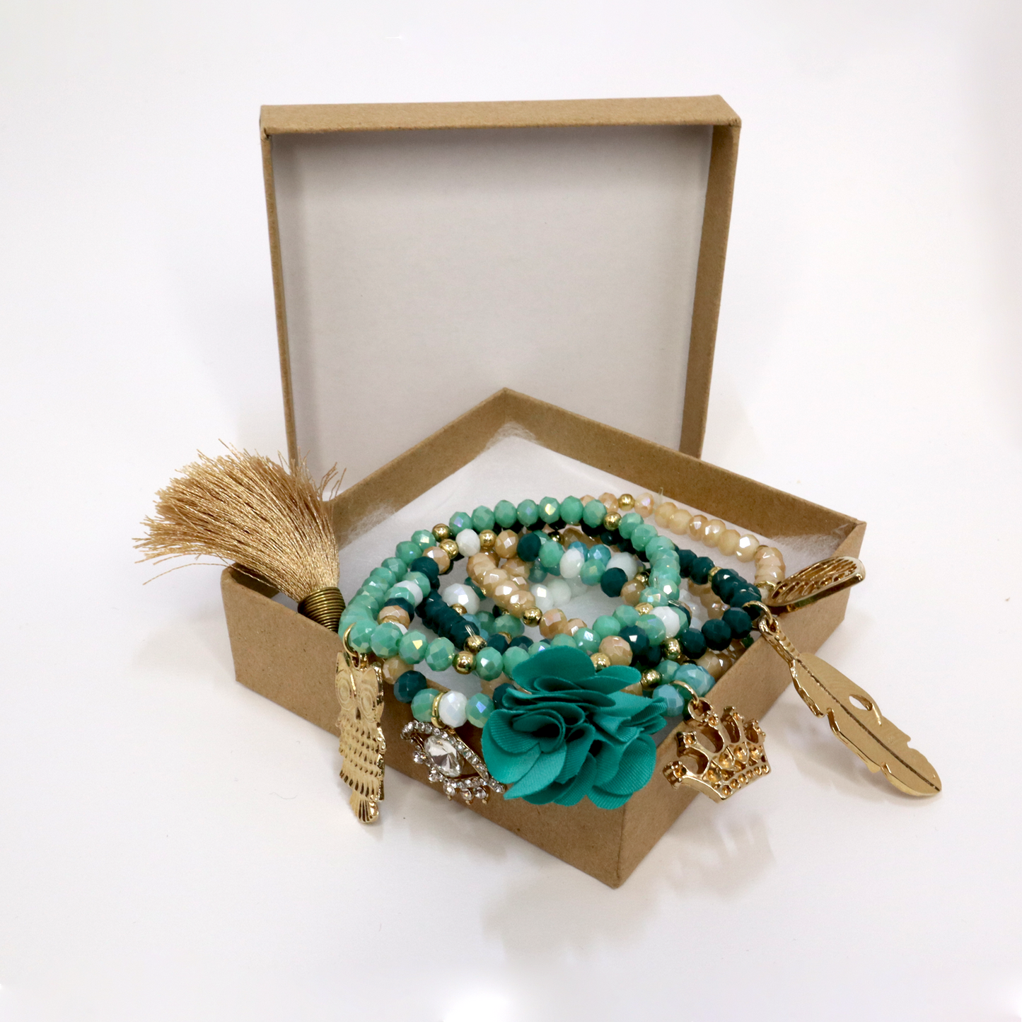 Bracelet Set of 7 - Semanario (Teal and Green)