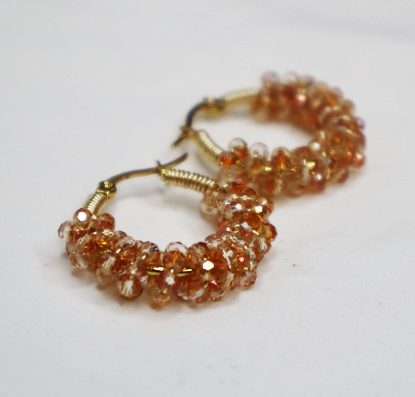 Light Ochre Beaded Earrings