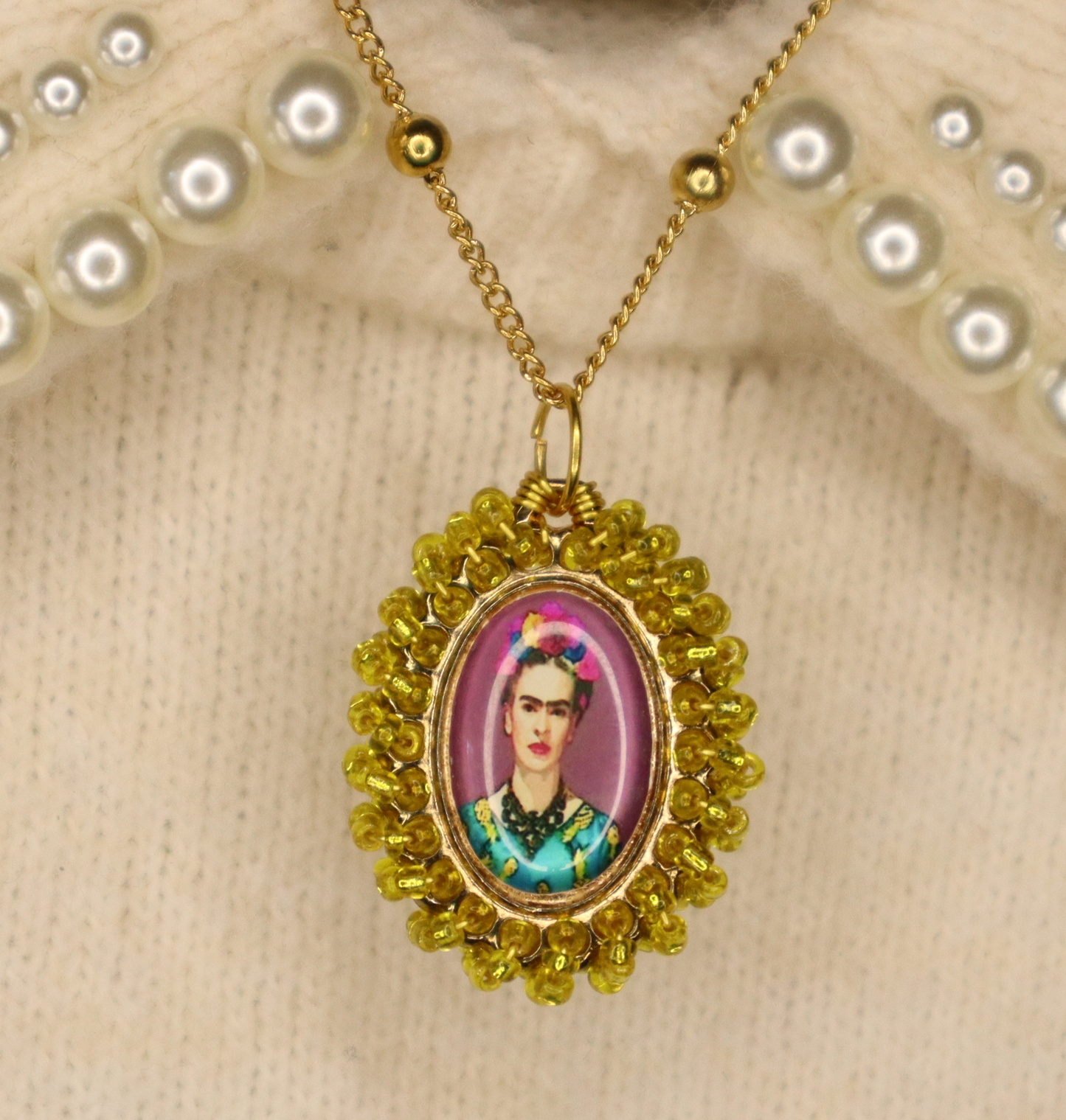Purple Frida Kahlo Necklace