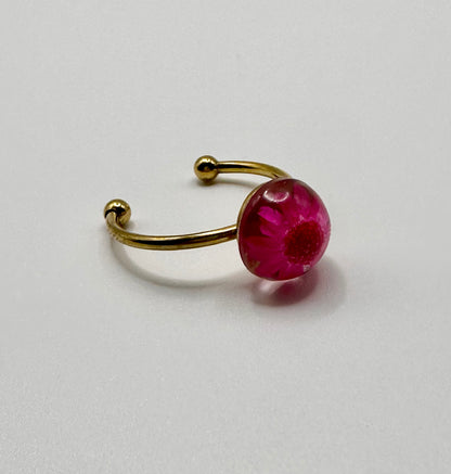 Magenta Encapsulated Flower Ring