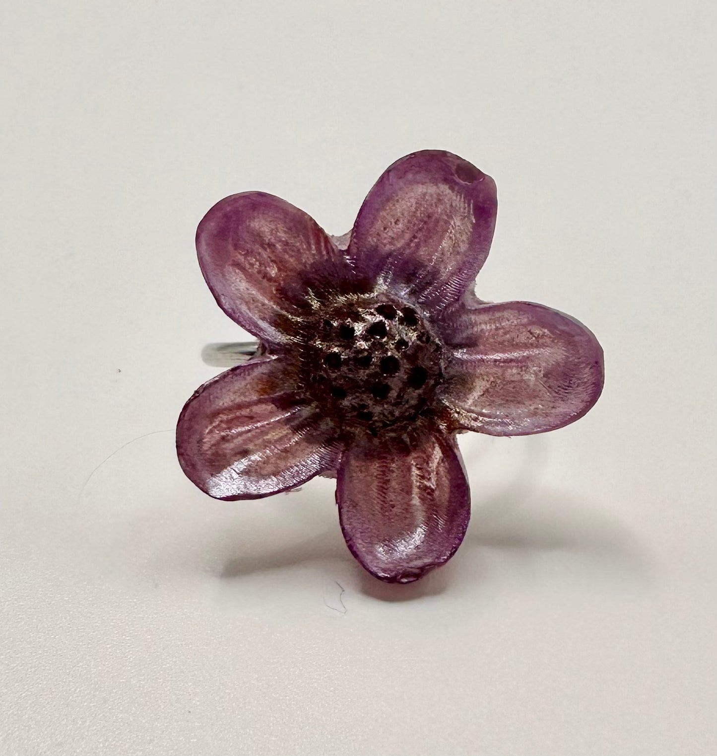 Iridescent Pink Flower Ring
