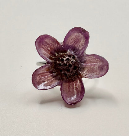 Iridescent Pink Flower Ring