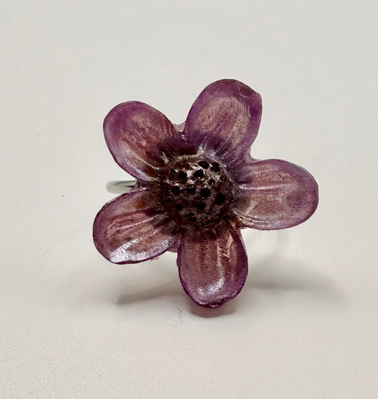 Iridescent Pink Flower Ring