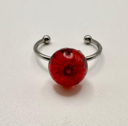 Red Encapsulated Flower Ring