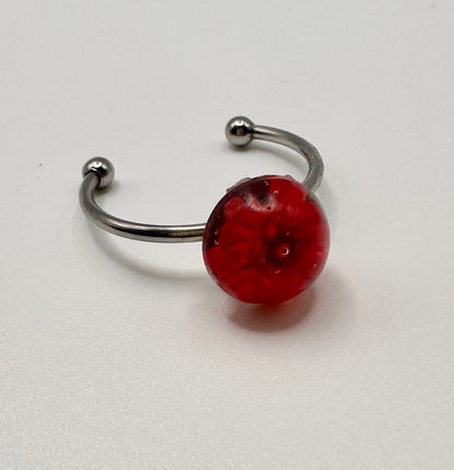 Red Encapsulated Flower Ring