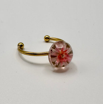 Pink Encapsulated Flower Ring
