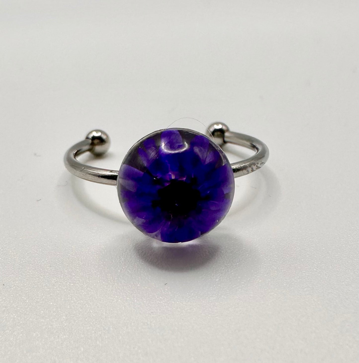Purple Encapsulated Flower Ring