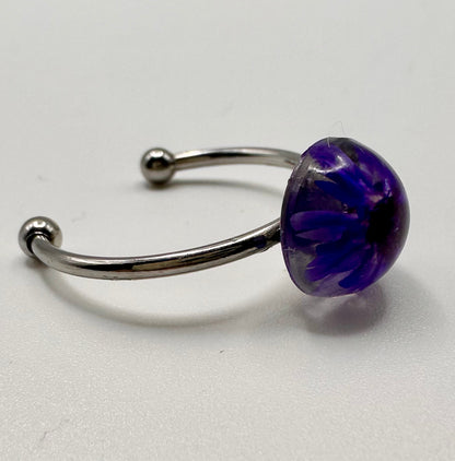 Purple Encapsulated Flower Ring
