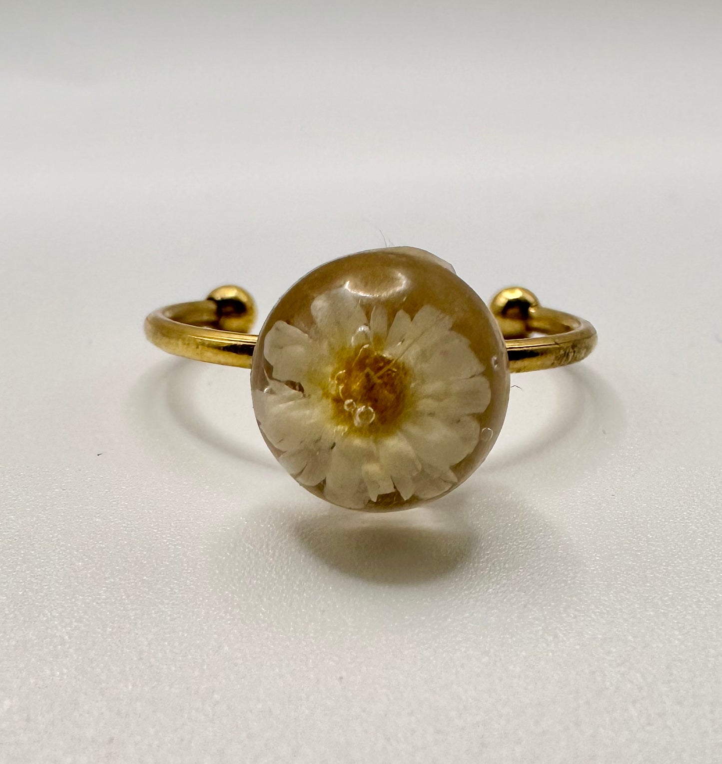 White Encapsulated Flower Ring