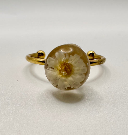 White Encapsulated Flower Ring