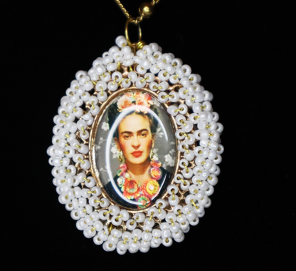 White Frida Kahlo Necklace